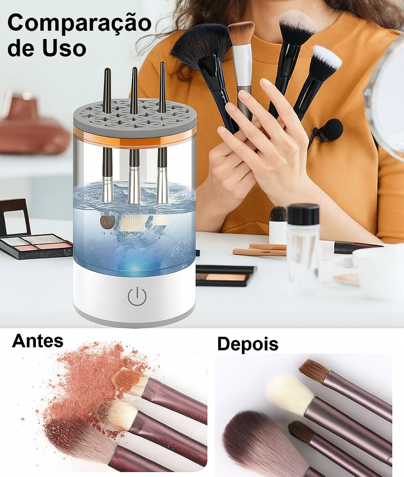 3 em 1 - Limpador de Pincéis Automático com Suporte de Secagem