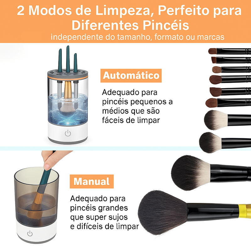 3 em 1 - Limpador de Pincéis Automático com Suporte de Secagem