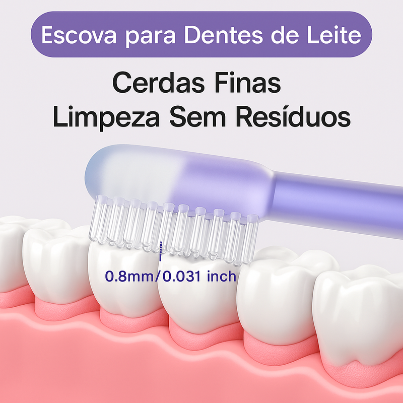 Kit Infantil de Higiene Bucal – Escovas Dentais e Limpador de Língua de Silicone