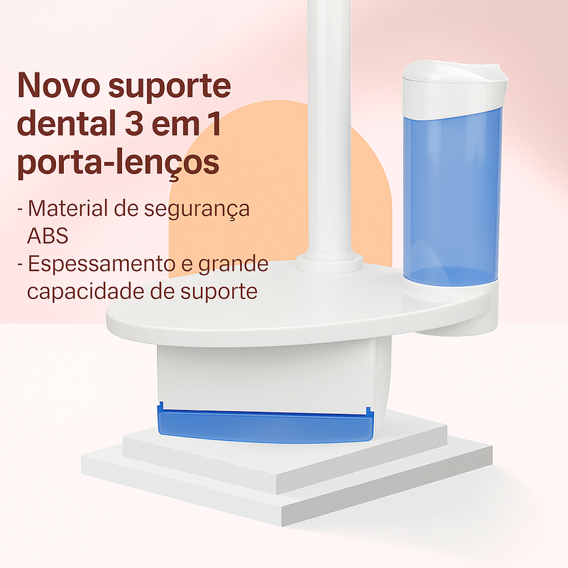 Dispenser de Lenço de Papel e Copo com Bandeja para Cadeira Odontológica