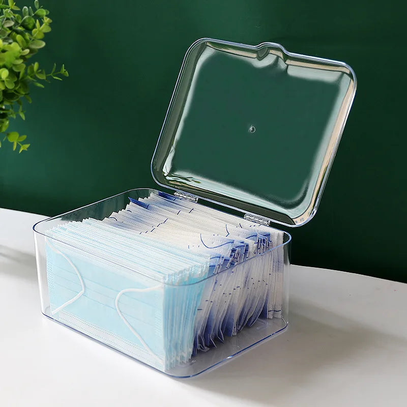 Caixa de Armazenamento Transparente para Máscaras