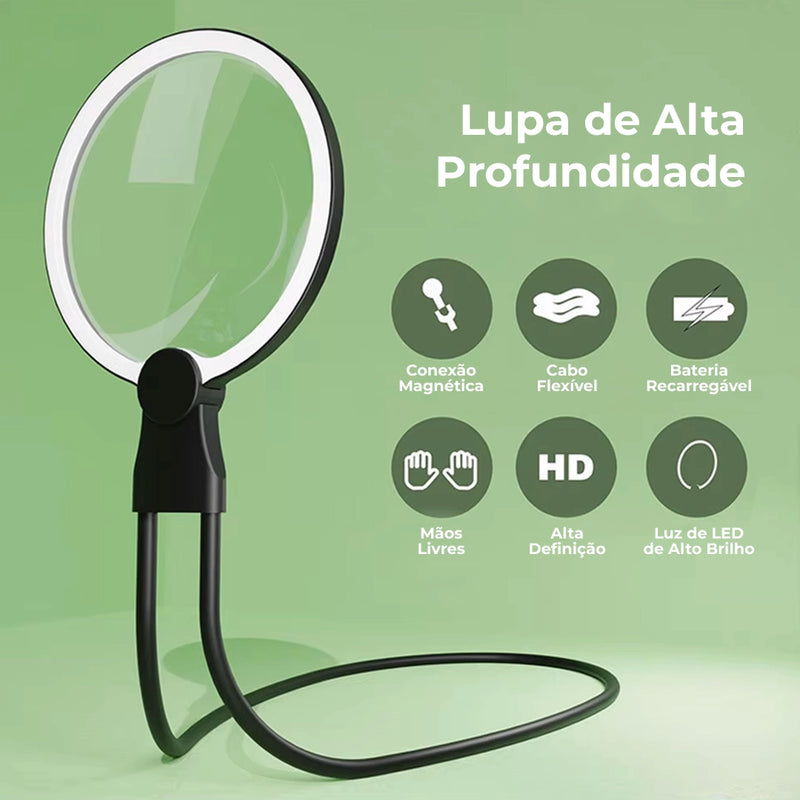 Lupa de Pescoço com Luz LED Recarregável