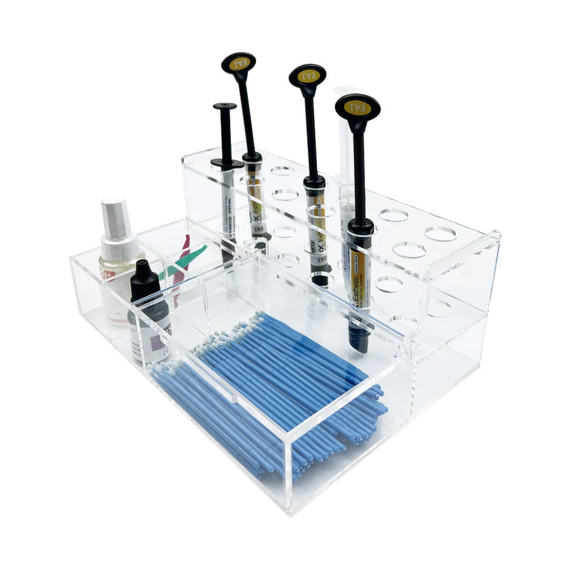 Organizador de acrílico para materiais clínicos e laboratoriais