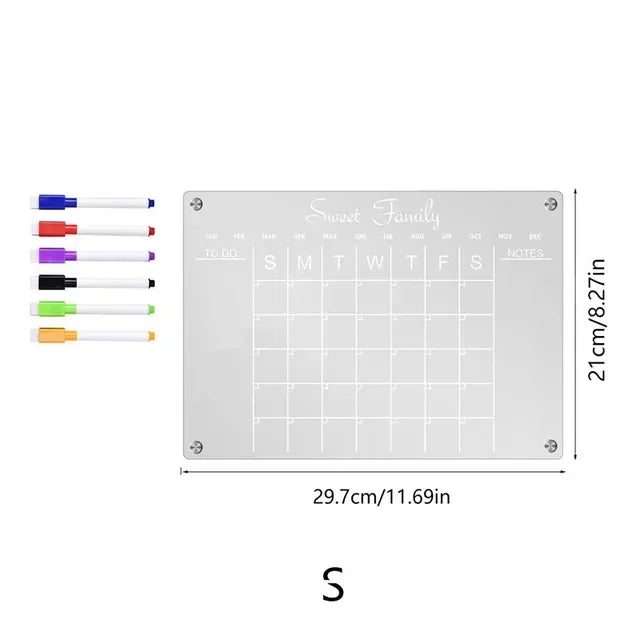 Planner Semanal Magnético Transparente para Superfícies Metálicas – Quadro de Planejamento