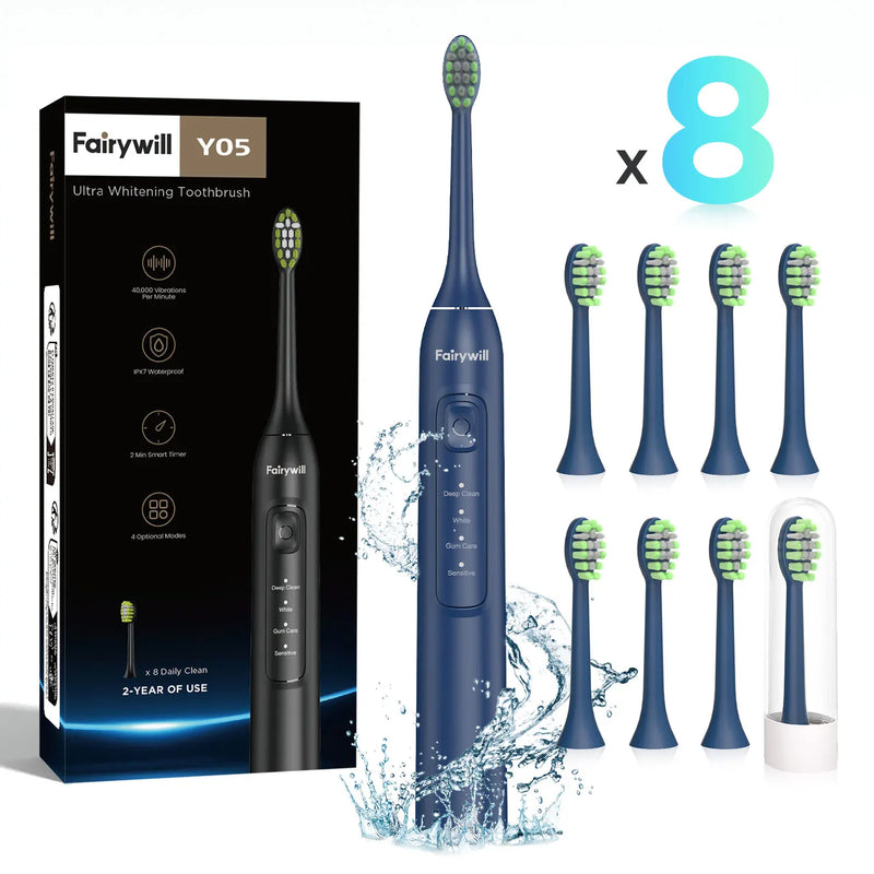Escova Dental Sônica Elétrica Fairywill com Carga Rápida e Cabeças Substituíveis