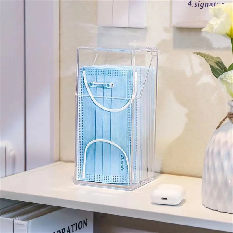 Organizador Vertical Transparente com Tampa para Máscaras, Cosméticos e Itens Profissionais