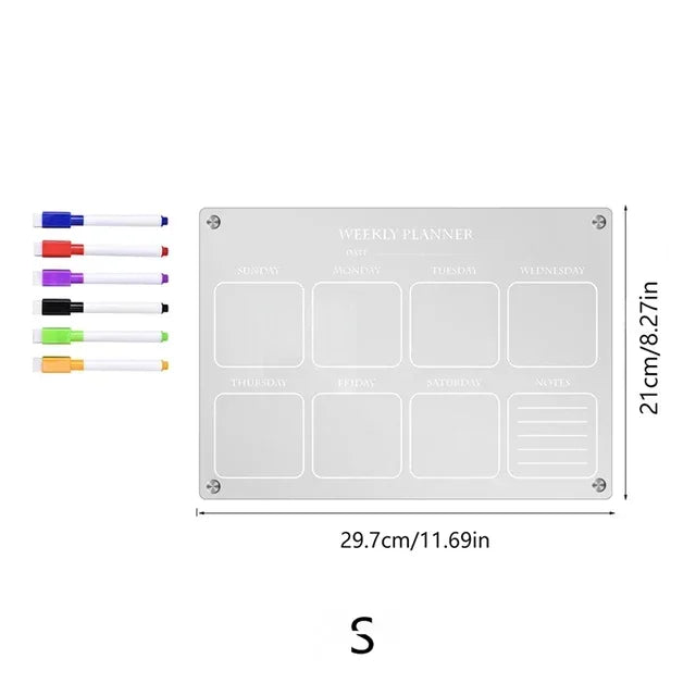 Planner Semanal Magnético Transparente para Superfícies Metálicas – Quadro de Planejamento