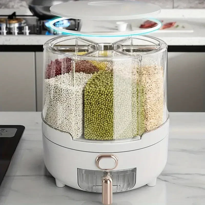 Dispensador 360° para Armazenamento de Gesso, Grãos e Pó