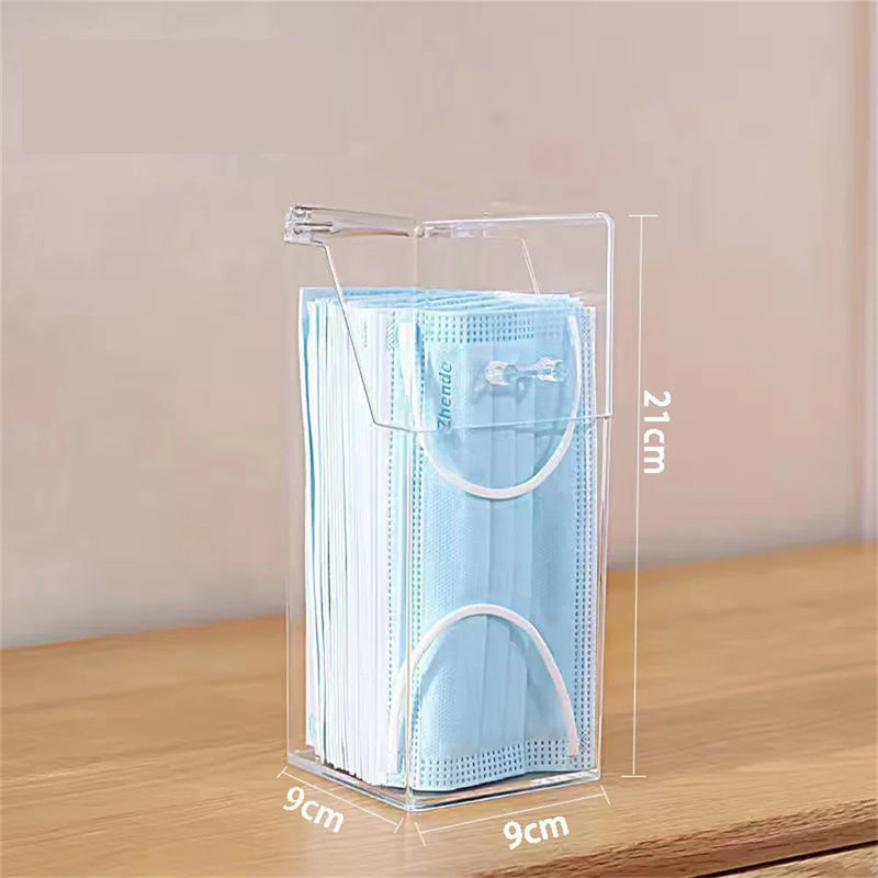 Organizador Vertical Transparente com Tampa para Máscaras, Cosméticos e Itens Profissionais