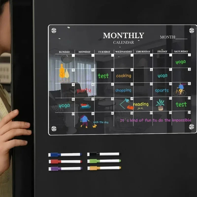 Planner Semanal Magnético Transparente para Superfícies Metálicas – Quadro de Planejamento