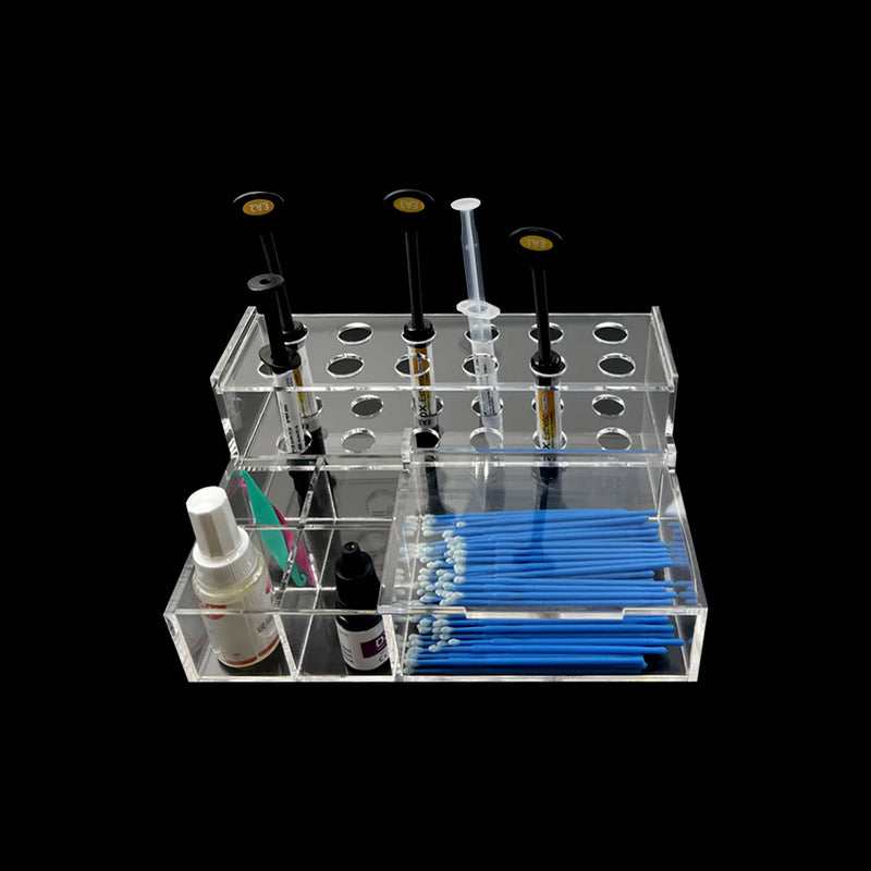Organizador de acrílico para materiais clínicos e laboratoriais