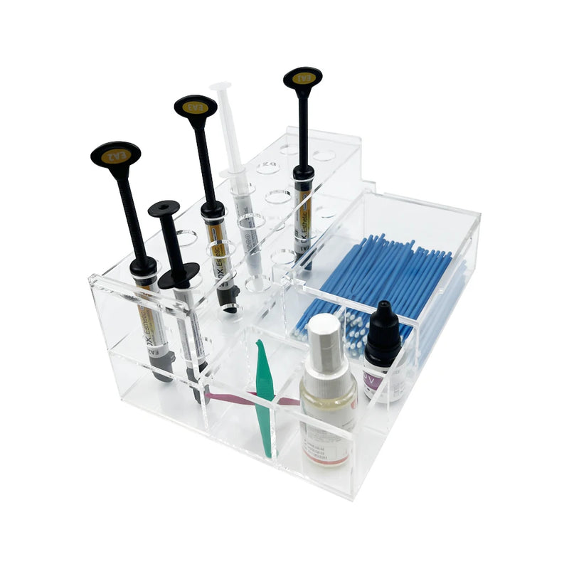 Organizador de acrílico para materiais clínicos e laboratoriais