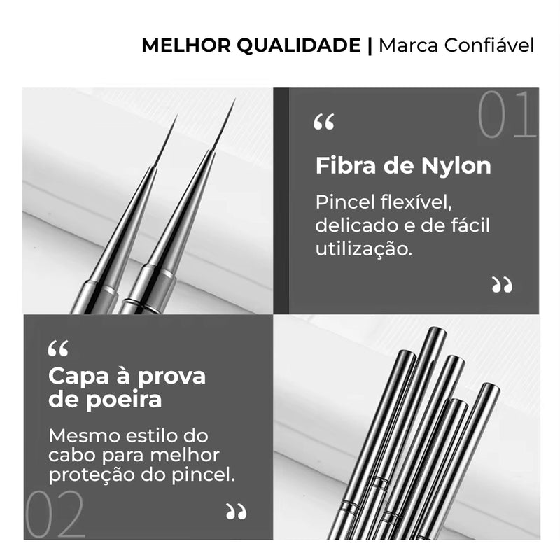 Kit com 5 Pincéis de Ponta Fina para Pintura Detalhada e Caracterizações