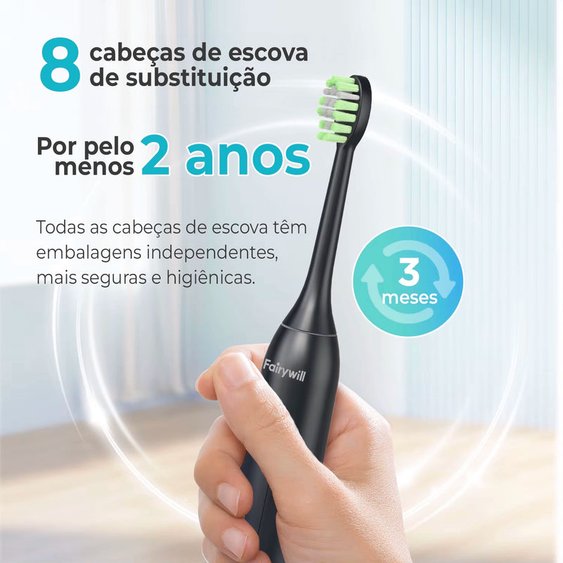 Escova Dental Sônica Elétrica Fairywill com Carga Rápida e Cabeças Substituíveis