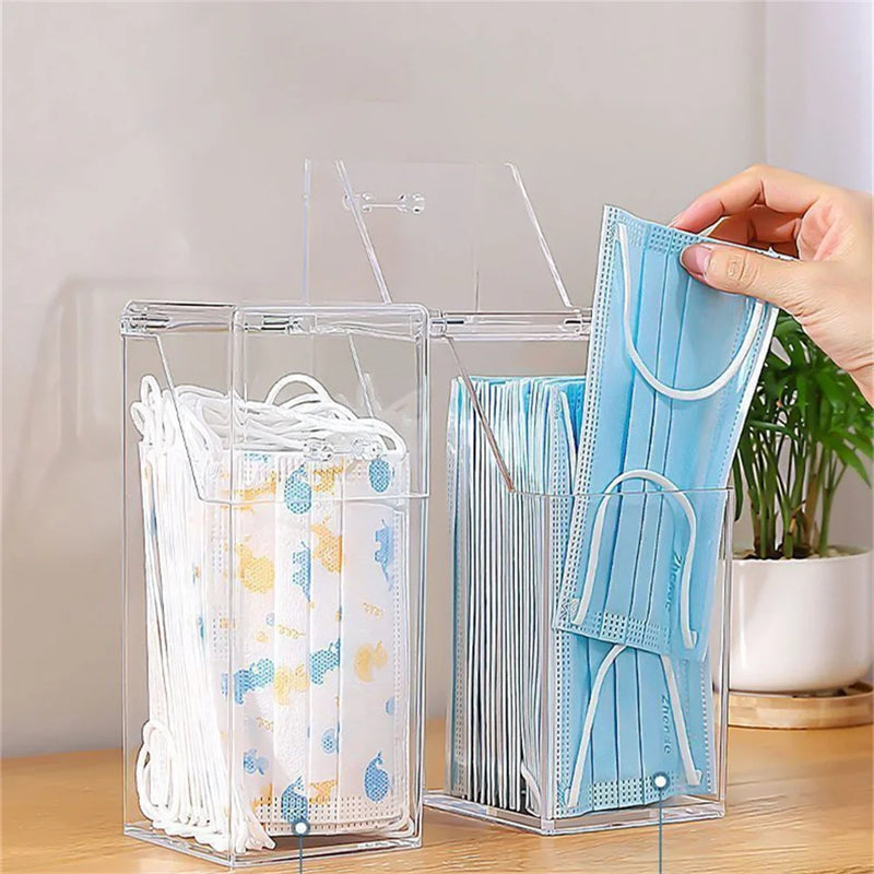 Organizador Vertical Transparente com Tampa para Máscaras, Cosméticos e Itens Profissionais