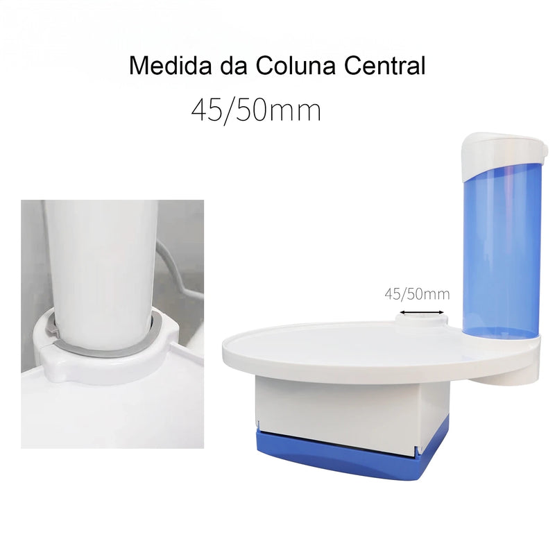 Dispenser de Lenço de Papel e Copo com Bandeja para Cadeira Odontológica