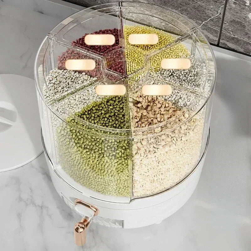 Dispensador 360° para Armazenamento de Gesso, Grãos e Pó