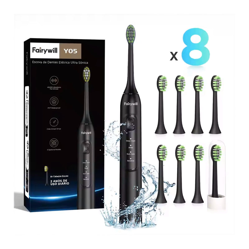 Escova Dental Sônica Elétrica Fairywill com Carga Rápida e Cabeças Substituíveis