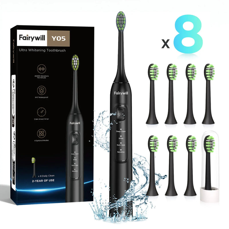 Escova Dental Sônica Elétrica Fairywill com Carga Rápida e Cabeças Substituíveis