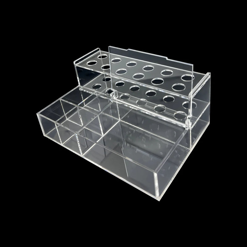 Organizador de acrílico para materiais clínicos e laboratoriais