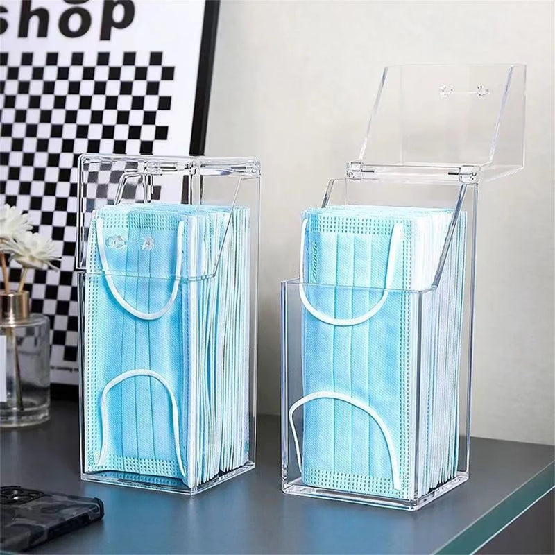 Organizador Vertical Transparente com Tampa para Máscaras, Cosméticos e Itens Profissionais