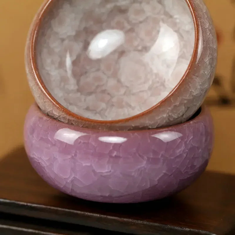 Pequena Vasilha de Cerâmica Japonesa Artesanal com Efeito Craquelado