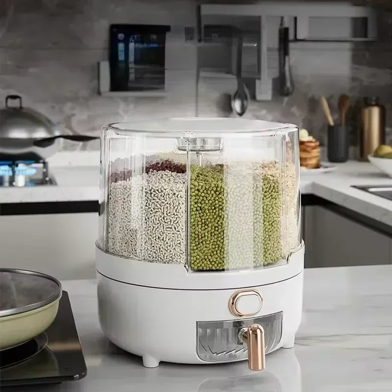 Dispensador 360° para Armazenamento de Gesso, Grãos e Pó