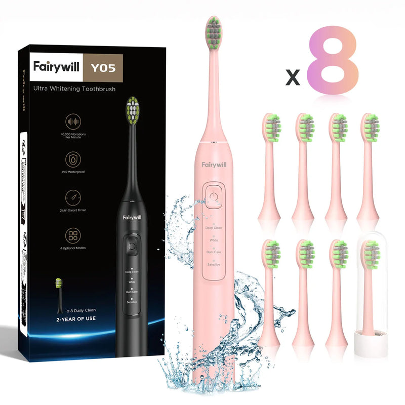 Escova Dental Sônica Elétrica Fairywill com Carga Rápida e Cabeças Substituíveis
