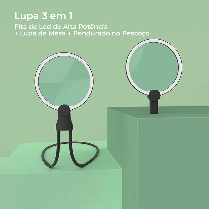 Lupa de Pescoço com Luz LED Recarregável